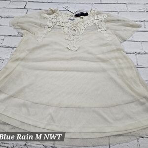 Blue Rain Cream Lace Top